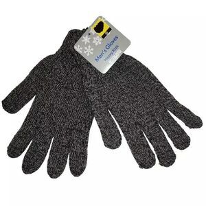 Mission Ridge Men's Gloves Heavy Knit One Size Blended Fabric Black & Gray Warm